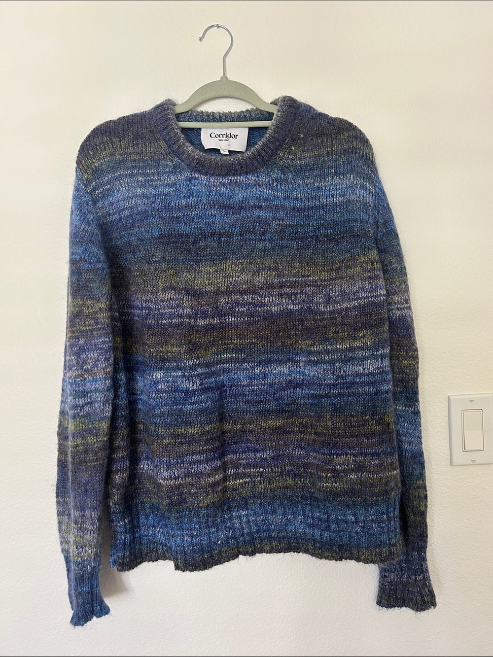 Corridor Blue Multi-Color Marled Crewneck Sweater
